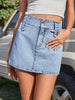 Pocketed High Waist Denim Skirt