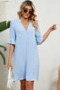 Notched Flounce Sleeve Mini Dress