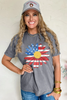 Gray Flag Pattern Sunflower Graphic Crew Neck Tee by Wild and Free Boutique