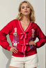 Nutcracker Sequin Bow Decor Cardigan by FitiqueFit