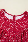 Laurel Green Spotted Print Pleated Ruffle Sleeve Blouse