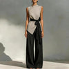 Women's Lace-Up Sleeveless Top & Wide-Leg Pants Set by FitiqueFit