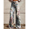 Women's Printed Flare Pants – Mid-Waist Full Length Plus Size by FitiqueFit