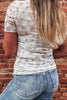 White Mock Neck Short Sleeve Floral Mesh Top by Wild and Free Boutique