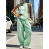 Women's Sleeveless Cardigan Top & Pants Two-Piece Set by FitiqueFit