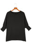 White Plain & Casual Shirred Cuffs Half Sleeve Top