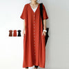 Japanese Summer Short Sleeve V-neck Shirt Dress