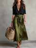 Button-Down Shirt & Straight Skirt Two-Piece Set by FitiqueFit