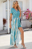 Smocked High-Low Printed Surplice Dress