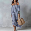 Women's Striped Loose-Fit Flared Maxi Dress – Holiday & Vacation by FitiqueFit