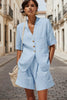 Women's Cotton-Linen Loose-Fit T-Shirt & Cropped Shorts Two-Piece Set by FitiqueFit