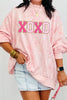 Pink XOXO Glitter Trim Chenille Patched Graphic Mock Neck Tie Dye Sweatshirt by Wild and Free Boutique