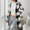 Plaid Hooded Sherpa-Lined Long Coat with Pockets by FitiqueFit