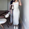 Summer French Style Temperament Slant Shoulder Bundle Waist-tight Temperament Slimming Dress