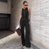 Women's Elegant Sleeveless Vest & Wide-Leg Pants Set – Office 2-Piece by FitiqueFit