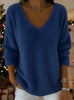 Women’s Plush V Neck Drop Shoulder Pullover Sweater by FitiqueFit