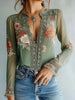 Women’s V-Neck Floral Print Blouse by FitiqueFit