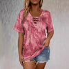 Women's Tie-Dye Print Drawstring T-Shirt – Loose Fit, Short Sleeve, Casual by FitiqueFit