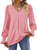 V-Neck Long Sleeve Ruffle Cuff Blouse by Wild and Free Boutique