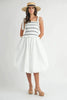 Smocked Bodice Bubble Midi Dress For Women – Stylish Smocked Bodice, Playful Bubble Skirt, Trendy Midi Dress, Chic Casual Look for Summer Outings by Stevvex