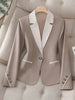 Women’s Contrasting Color Blazer – Elegant Button Formal Jacket by FitiqueFit