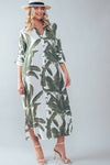 Tropical Palm Leaf Button-Down Midi Dress - Resort and Spring Collection