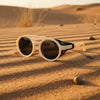 Retro Round Leather Frame Sunglasses – Vintage Fashion Eyewear by FitiqueFit