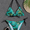 Sunset Bloom 2-Piece Triangle Bikini Set for Women – Vibrant Random Floral Print Halter Neck Swimsuit with Tie-Back Tie-Side Bottoms & High Cut Legs – Women's High-Stretch Swimwear for Summer Beach Escapes by Stevvex