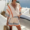 Women's V Neck Top and Shorts Set by FitiqueFit