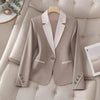 Women’s Contrasting Color Blazer – Elegant Button Formal Jacket by FitiqueFit