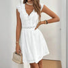 Women’s V‑Neck Short‑Sleeve Dress with Lace Trim by FitiqueFit