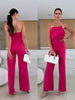 Candy-Colored Bodycon Halterneck Backless High-Waist Wide-Leg Jumpsuit by FitiqueFit
