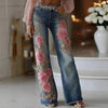 Womens Retro Printed Faux Denim Jeans by My Store
