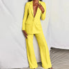 Lapel Button-Down Blazer & Straight-Leg Trousers Suit by FitiqueFit