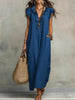 Women's Sleeveless Ruffle Pocket Maxi Dress by FitiqueFit