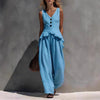 Ruffled Tank Top & Draping Wide-Leg Pants Set – 6 Colors, S–3XL by FitiqueFit