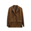 Suede-Look Blazer Jacket — V-Notch Lapel, Button-Front Casual Coat by FitiqueFit