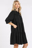 Button Detail Collared Neck Tiered Shirt Dress For Women – Classic Elegant, Fluttering, Chic, and Versatile For Any Occasion by Stevvex