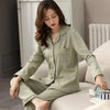 100% Cotton New Trendy Pajamas For Women Full Sleeves Pajamas Button Down Winter Sleepwear Set Women White Cotton Pajamas Women's Loose Size V-neck Home Suit Long Sleeve Wide Leg Pants Pajamas Casual Home wear by Stevvex