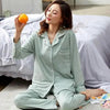 100% Cotton New Trendy Pajamas For Women Full Sleeves Pajamas Button Down Winter Sleepwear Set Women White Cotton Pajamas Women's Loose Size V-neck Home Suit Long Sleeve Wide Leg Pants Pajamas Casual Home wear by Stevvex