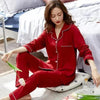 100% Cotton New Trendy Pajamas For Women Full Sleeves Pajamas Button Down Winter Sleepwear Set Women White Cotton Pajamas Women's Loose Size V-neck Home Suit Long Sleeve Wide Leg Pants Pajamas Casual Home wear by Stevvex