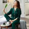 100% Cotton New Trendy Pajamas For Women Full Sleeves Pajamas Button Down Winter Sleepwear Set Women White Cotton Pajamas Women's Loose Size V-neck Home Suit Long Sleeve Wide Leg Pants Pajamas Casual Home wear by Stevvex