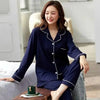 100% Cotton New Trendy Pajamas For Women Full Sleeves Pajamas Button Down Winter Sleepwear Set Women White Cotton Pajamas Women's Loose Size V-neck Home Suit Long Sleeve Wide Leg Pants Pajamas Casual Home wear by Stevvex