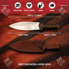 Handcrafted J2 Stainless Steel Boot Knife | Pakka Wood Handle | Leather Sheath | 13.5" Hunting Blade by JW SteelCrafts