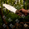 Handcrafted J2 Stainless Steel Boot Knife | Pakka Wood Handle | Leather Sheath | 13.5" Hunting Blade by JW SteelCrafts