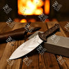 Handcrafted J2 Stainless Steel Boot Knife | Pakka Wood Handle | Leather Sheath | 13.5" Hunting Blade by JW SteelCrafts