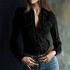 Deerskin Velvet Long Sleeve Patchwork Blouse | Retro Style by FitiqueFit