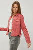 RISEN Full Size Raw Hem Button Up Cropped Denim Jacket Plus Size by Wild and Free Boutique