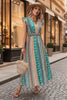Women's Boho Geometric Print Puff Sleeve A-Line Maxi Dress – 3 Colors S–XL by FitiqueFit