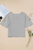 Stripe Half Sleeve Scoop Neck Top